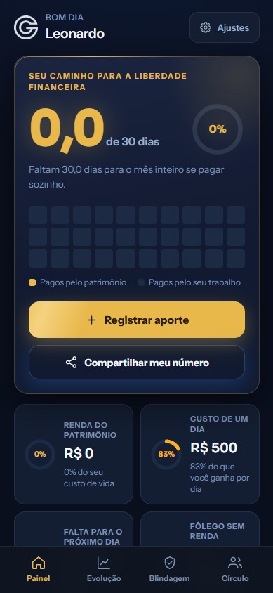Dias de Liberdade em uso no celular